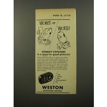 1954 Weston Exposure Meters Ad - Wows or woes