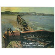 Tay Bridge See Scotland By Train Old Advertising Poster Postcard