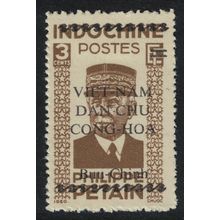 Vietnam Marshal Petain Ovpt perf 13½*12*13¾*12 RARR 1945 Mint SG#18var
