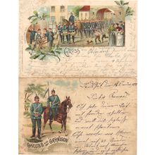 Gruss Aus Ausmarch 2x German Military 1896 & 1899 Postcard s