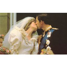 Prince King Charles Kissing Diana Royal Wedding Postcard