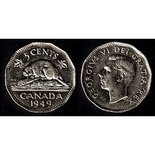 Canada Five Cents 1949 Coin Beaver 5c King George VI