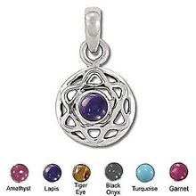 Sterling Silver Hand-Made Genuine Stone 6 point Star Pendant
