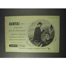1959 Qantas Airline Ad - Flies You Round the World
