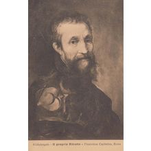 Michelangelo Il Proprio Ritratto Roma Italy Museum Painting Old Antique Postcard