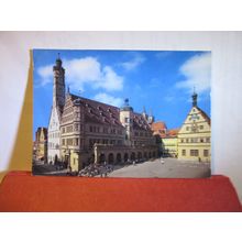 CITY HALL, ROTHENBURG, GERMANY used postcard 1992 pm #