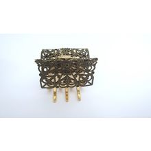 Small/medium gold and bronze metal filigree hair claw clip jaw clip