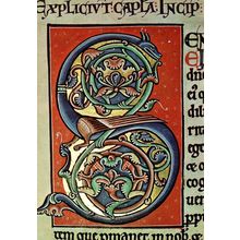 Illuminated Initial Bible from Bishop Puiset Durham Dean Postcard