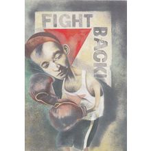 Fight Back Red Wedge Soviet Russian Boxing Poster Postcard