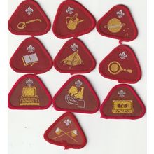 Scout Badges - 10 x Cub Proficiency 1967/03 - 9 x Black Backs 1 x White (BY25)
