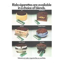 RIZLA CIGARETTE PAPER tobacco :- Original Vintage 1974 Magazine Advert