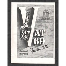 Sanderson's VAT 69 SCOTCH WHISKY SCOTLAND :- Original Vintage 1947 Advert