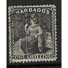 BARBADOS 1872 WATERMARK SMALL STAR 1/- PERF 14.5 X 15.5 USED SG54