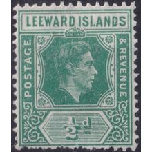 Leeward Islands 1938 ½d Green with ISI.NDS Flaw