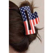 Dark Blue American Flag Print Square Claw Clip