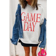 Red Vintage Washed GAME DAY Graphic Baggy Sweatshirt