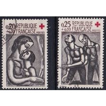 France 1961 SG 1555-6 Used - Red Cross Semi-postal (C-484 (15))