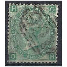 1865 SG101 1/- Green Plate 4 Good/Fine Used Check Letters "OH".