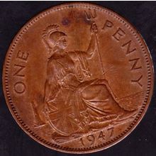 1947 Great Britain 1 Penny Coin