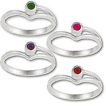Sterling Silver Colored CZ Cubic Zirconia Split V Curve Ring