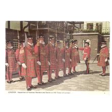 YEOMAN WARDERS, TOWER OF LONDON.unused vintage postcard by Charles Skilton =