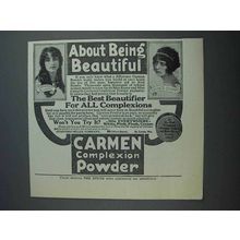 1915 Carmen Powder Ad - Marguerite Risser, Grace Cunard