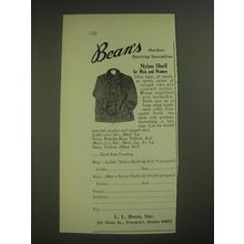 1974 L.L. Bean Nylon Shell Ad - Bean's Outdoor sporting specialties
