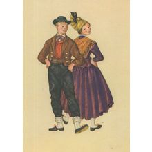 Upper Austria Haute Autriche Innviertel Fashion Folklore Dance Postcard