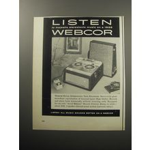 1957 Webcor Royal Stereofonic Tape Recorder Ad - Listen to majestic stereofonic