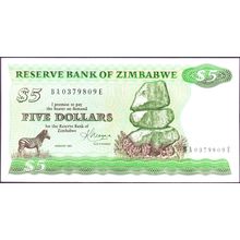 1983 Zimbabwe Banknote 5 Dollars Sig 2 Moyana