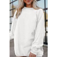 White Ribbed Corduroy Oversized Sweatshirt