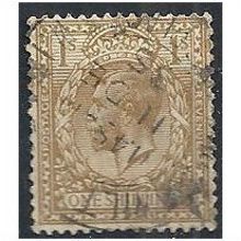 1924 SG429 1/- Bistre-Brown Wmk Block Cypher Fine Used . ..