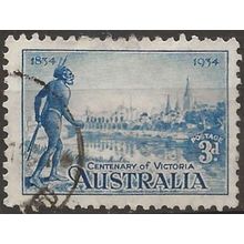 Australia 1934 SG148 3d Blue Govt of Victoria Fine Used .