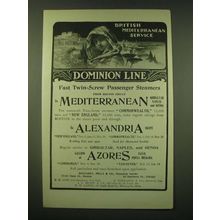 1902 Dominion Line Ad - British Mediterranean service