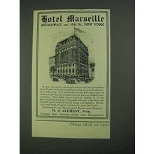 1908 Hotel Marseille Ad - Broadway New York