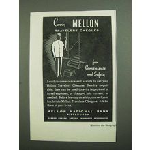 1939 Mellon National Bank Ad - Carry Travelers Cheques