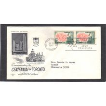 FDC Rose Craft 5c Toronto Pair (Cachet-Typed/A) CV39391