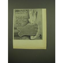 1949 Bronzini Gloves Ad - Hand Made Gloves of imported chamois with cool backs