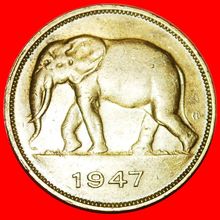 SOUTH AFRICA ELEPHANT (1946-1947): BELGIAN CONGO ★ 5 FRANCS★LOW START★NO RESERVE