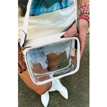 White Clear PVC Leather Strap Crossbody Bag