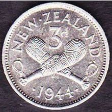 1944 New Zealand Threepence Coin