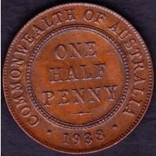 1938 Australia 1 Half Penny coin