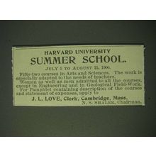 1900 Harvard University Ad - Summer School July 5 to August 15