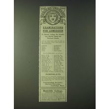 1900 Harvard University and Radcliffe College Ad - Examinations for Admission
