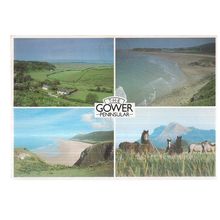 THE GOWER PENINSULAR, WALES, multiview , used vintage postcard 1976 postmark. =