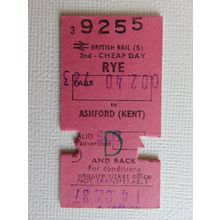 BR Rye-Ashford(Kent) 2nd Cheap Day Rtn Ticket