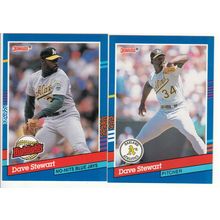 Lot of Two 1991 Donruss Dave Stewart cards- #102, #BC-4– Highlight Bonus Card