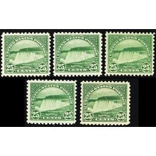 568, Mint FVF NH 25¢ FIVE PO FRESH Stamps CV $150. - Stuart Katz