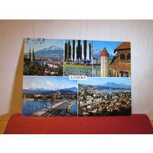 LUZERN, SWITZERLAND Lucerne used vintage postcard multiview 1973 postmark =