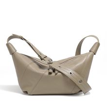 Ladies' Genuine Leather Shell Bag Grey